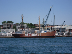The decommissioned lightship Nantucket in the port of Boston in August. This file is licensed under the Creative Commons Attribution-Share Alike 3.0 Unported license.