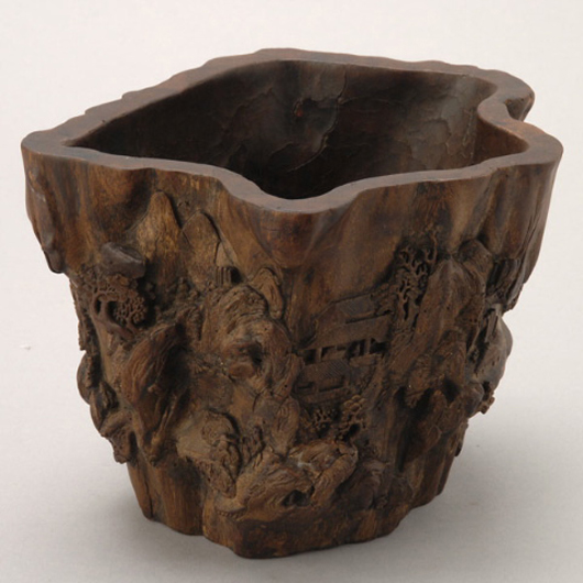 Rare large aloeswood brush pot, 18th century. Estimate: $6,000-$8,000. Michaan’s Auctions image.