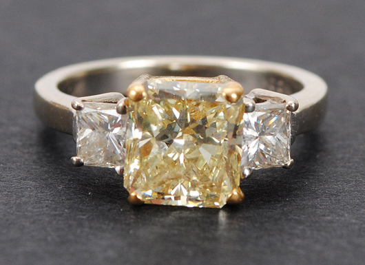 Natural fancy yellow diamond ring. Auction Gallery of the Palm Beaches image.