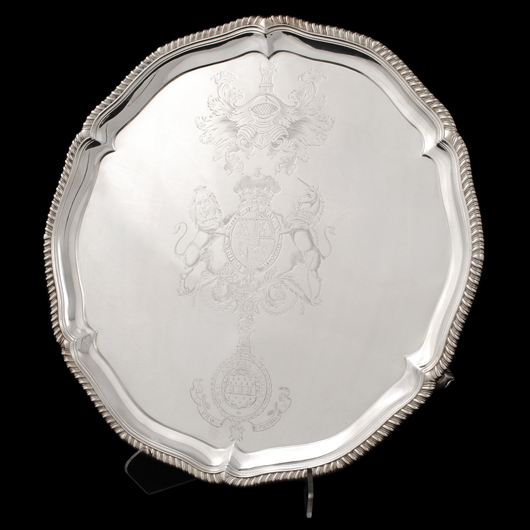 George IV sterling silver salver. Auction Gallery of the Palm Beaches image.