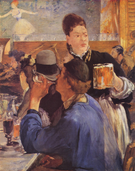  Art of the brew -- Edouard Manet's (French, 1832-1883) 'La serveuse de bocks' ('The Waitress'), painted 1878-1879, depicting a woman serving beer. From the collection of Musee d'Orsay, Paris. Image from The Yorck Project.