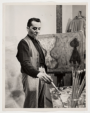 Circa-1947 photograph of artist William Baziotes (American, 1912-1963), Francis Lee, photographer. William and Ethel Baziotes papers, Archives of American Art, Smithsonian Institution. Fair use of possibly copyrighted image to illustrate the subject of the article for educational, nonprofit purposes.