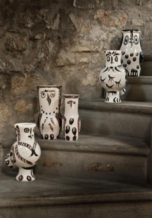 A selection of vases painted as owls, dated 1951-52, to be sold individually, Estimates: from £2,000 to £5,000 