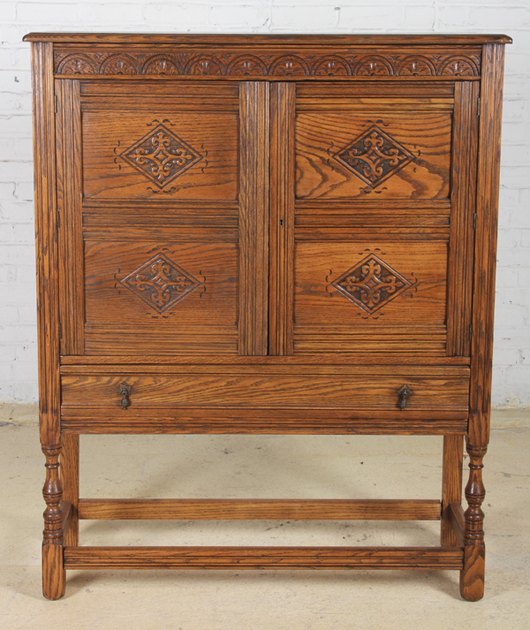 Antique oak cabinet, early 20th century, American, 54 x 33 1/2 x 15 inches. Property of a Philadelphia estate. Estimate: $300-$500. Material Culture image.