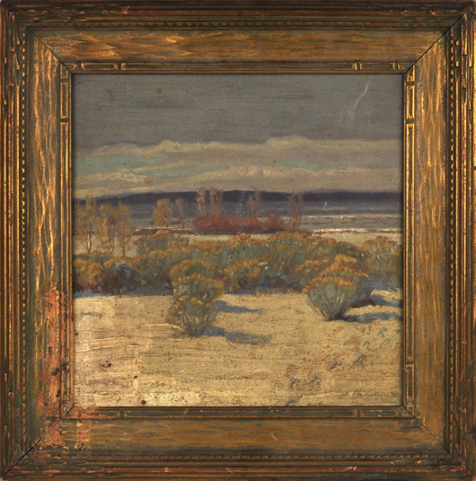 Ernest Hennings, Western desert landscape, $19,200. Woodbury Auctions image.