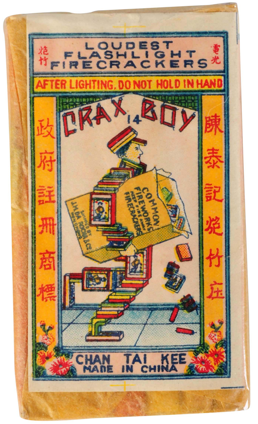 Crax Boy firecracker pack with imagery similar to that of vintage Whitman’s Sampler chocolate boxes, $3,025. Morphy Auctions image.