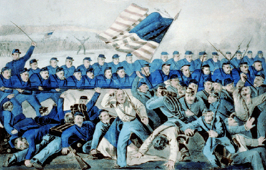 The Battle of Malvern Hill on July 1, 1862 is depicted in a Currier & Ives lithograph. Image courtesy Wikimedia Commons.