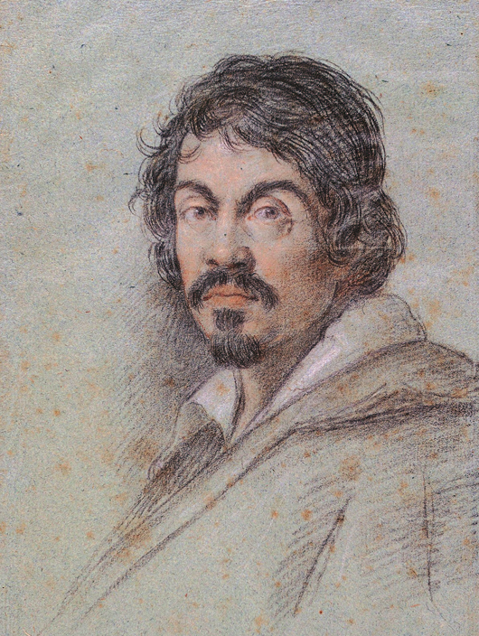 Chalk portrait of Caravaggio by Ottavio Leoni, circa 1621. Image courtesy of Wikimedia Commons.