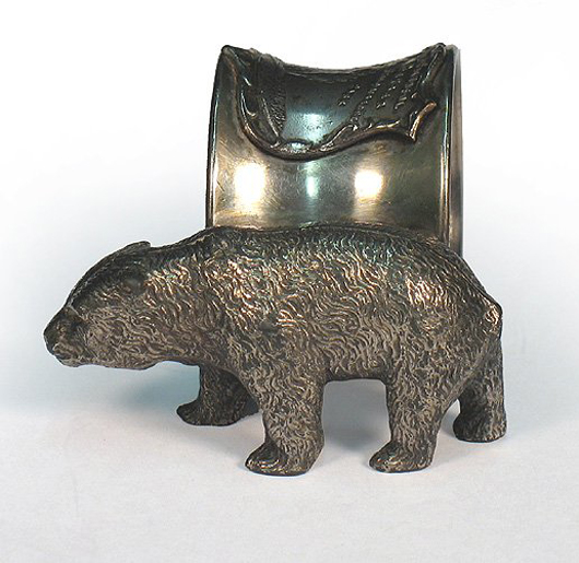 Yellowstone National Park souvenir silver-plated napkin ring. Image courtesy LiveAuctioneers.com Archive and Stephenson's Auctions.