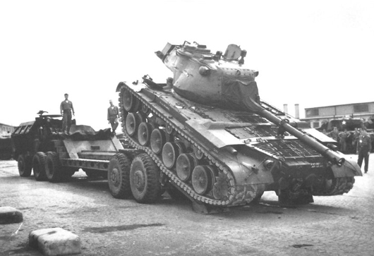 Loading an M47 tank in Korea. Image submitted.
