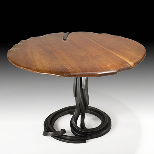 Albert Paley custom dining table: $53,125. Rago Arts and Auction Center image.