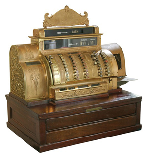 An early National cash register. Image courtesy LiveAuctioneers.com Archive and Red Baron's Antiques.