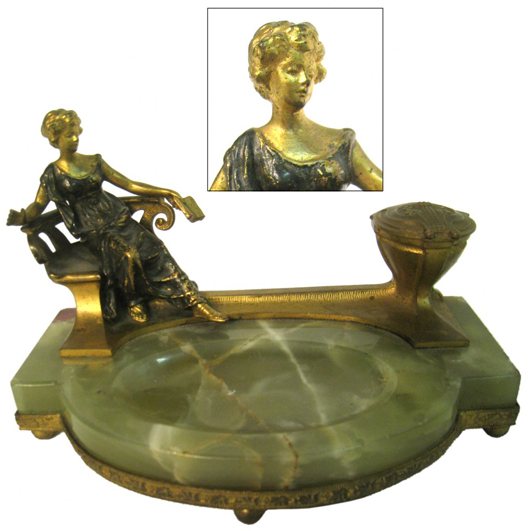 This bronze and marble desk set, 8 inches wide, carries an estimate of $100-$200. Gordon S. Converse & Co. image.