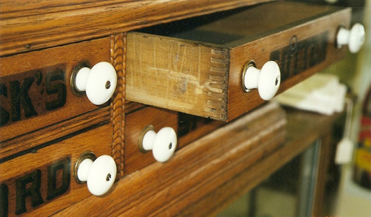 This turn of the 20th century spool cabinet has finger joints. Photo by Fred Taylor.