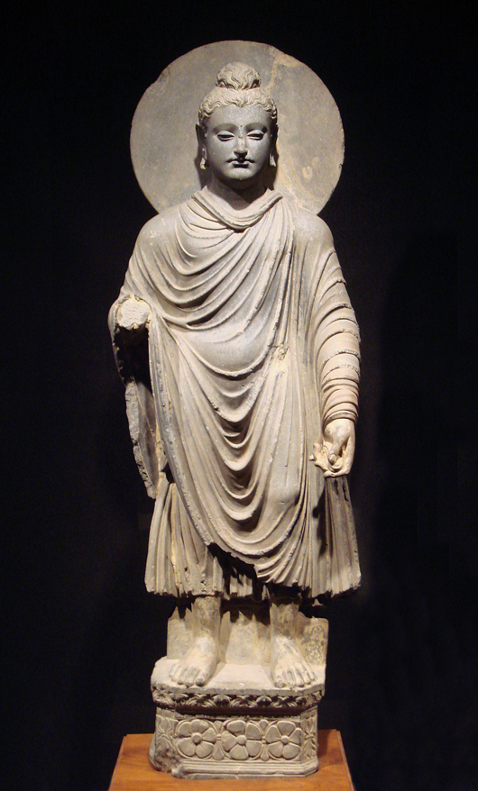 An example of a Buddha from Gandhara, first-second century, Tokyo National Museum. Image courtesy Wikipedia Commons.