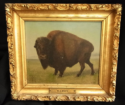 William Jacob Hays Sr., 1862 Western painting of buffalo. Hess image.