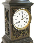 This gorgeous Sphinx shape mantel clock, 14 1/2 inches tall, should realize $1,500-$3,000. Gordon S. Converse & Co. image.