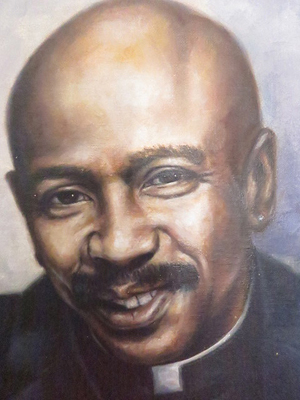 Oil on canvas portrait of Louis Gossett Jr. as Father Clements. King's Auctions image.