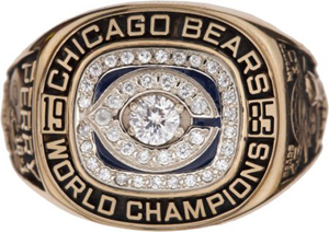 A 1985 Super Bowl ring, which was awarded to Chicago Bears tackle William 'Refrigerator' Perry. Image courtesy LiveAuctioneers.com Archive and Heritage Auctions.