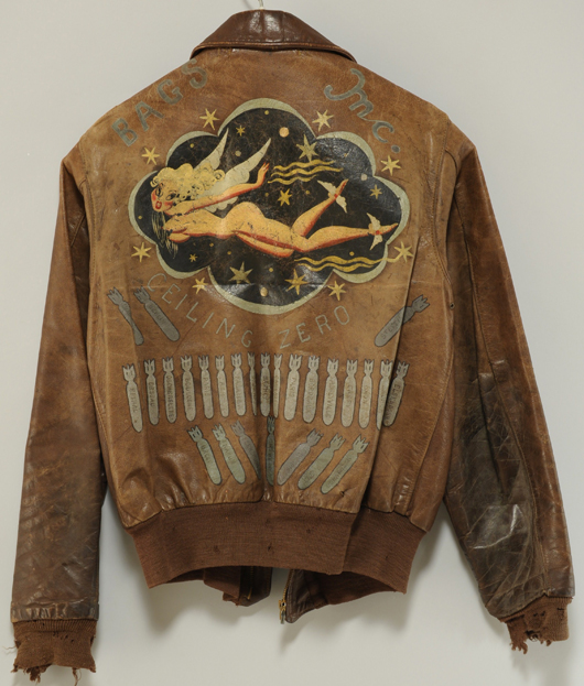 This strikingly decorated World War II leather bomber jacket was part of an archive belonging to Technical Sergeant George Pierce that earned $5,568. Pierce flew 31 missions on the B-17 bomber 'Bags Inc.' Case Antiques image.