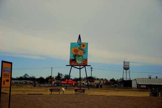 The Van Gogh-inspired 'Sunflowers' painting in rural Goodland, Kan. Image courtesy Wikipedia Commons. title=