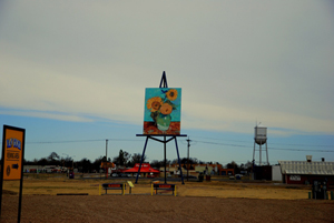 The Van Gogh-inspired 'Sunflowers' painting in rural Goodland, Kan. Image courtesy Wikipedia Commons.