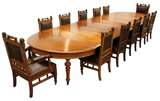 Bidding from across the country was spirited for this rare Pottier & Stymus dining suite, which sold for an impressive $23,700. Clars Auction Gallery image.