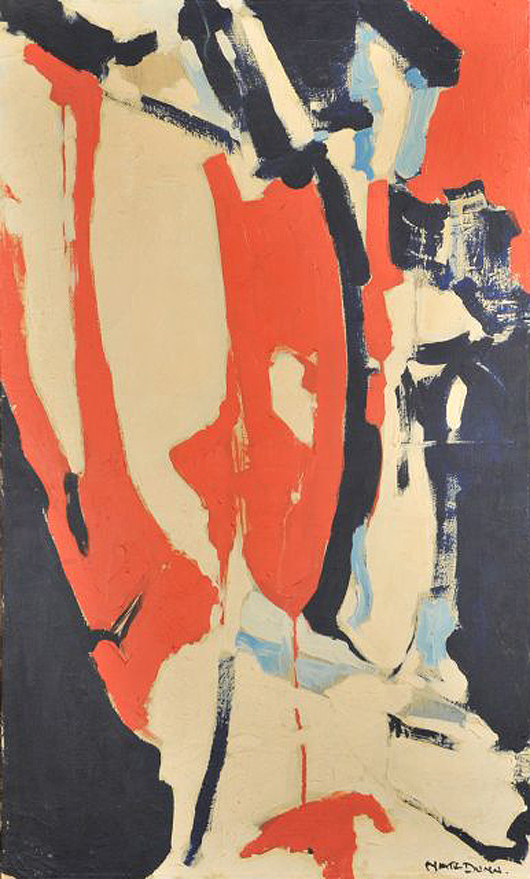 Nathan 'Nate' Dunn (1896-1983) 'Red, White & Blue,' 1959, oil on canvas. Gray's Auctioneers image.