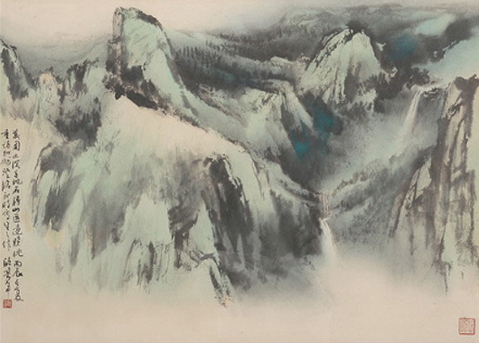 Au Jo'nien (Ou Haonian, b. 1935), 'Yosemite Mountain,' watercolor on paper, purchased directly from the artist in 1977 in China. Estimate: $10,000-$12,000. Michaan's Auctions image.