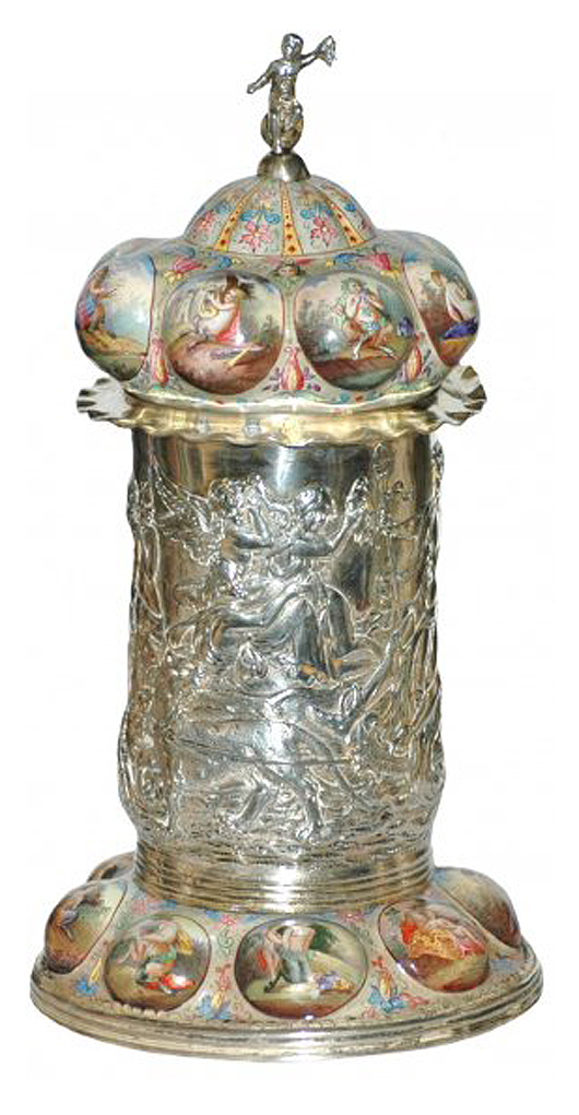 Viennese enameled stein. Fox Auctions image.