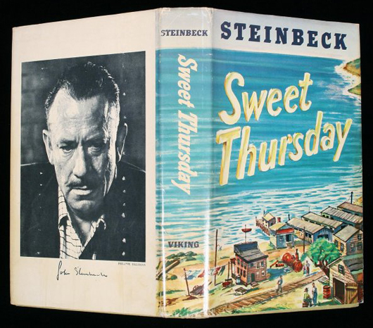 The dust jacket of John Steinbeck's 'Sweet Thursday,' published by Viking in 1954. Image courtesy LiveAuctioneers.com Archive and PBA Galleries.