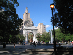Washington Square Park in Greenwich Village, a U.S. Historic District, in New York City. Image by Matthew Jesuele, courtesy Wikimedia Commons.