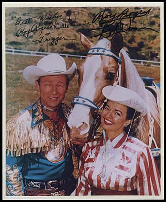 Roy Rogers with Dale Evans. Image courtesy LiveAuctioneers.com and the Written Word Autographs.