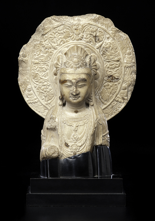 Northern Chi-style Buddha, possibly fourth century, hammered down at $51,000. Cowan’s Auctions Inc. image.