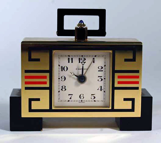 Cartier, Paris, Art Deco-style clock, serial no. 00326, 4 inches wide x 3 1/2 inches tall. Estimate: $400-$800. Blanchard’s Auction Service image.