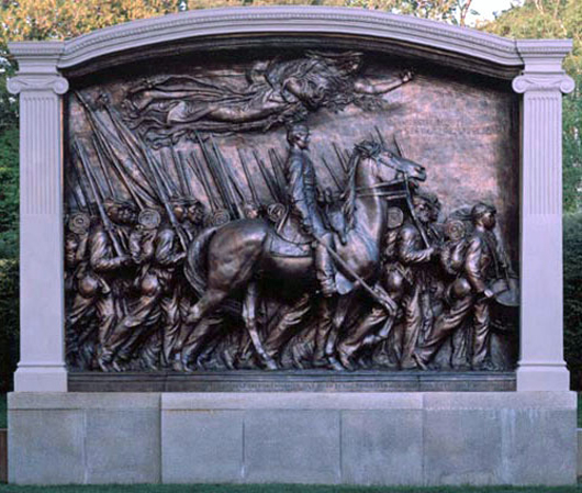 Robert Gould Shaw Memorial, by Augustus Saint-Gaudens (American, 1848-1907). United States National Park Service photograph.