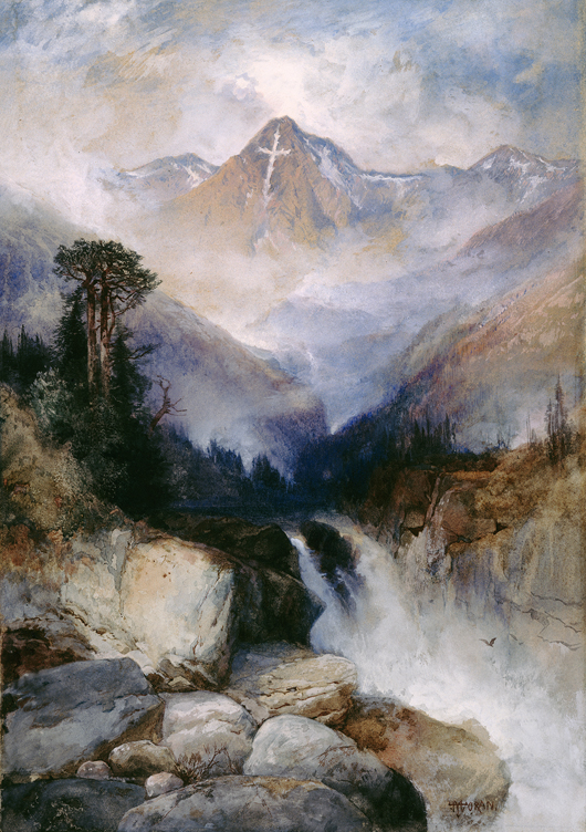 Thomas Moran, American, 1837–1890, 'Mountain of the Holy Cross,' 1890, watercolor over graphite, 17 3/4 x 12 1/4 inches, National Gallery of Art, Washington, gift of the Avalon Foundation, Florian Carr, Jack Kay, Barbara B. Moore, and Max and Heidi Barry Funds.