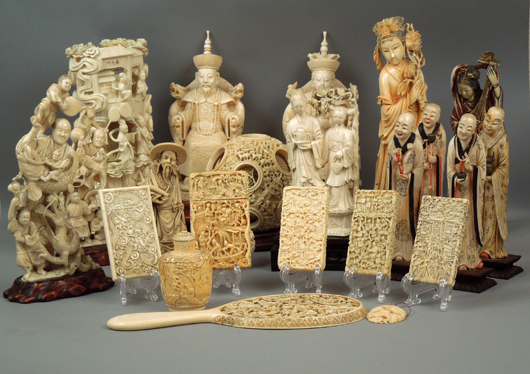 Collection of antique ivory. Manatee Galleries image.
