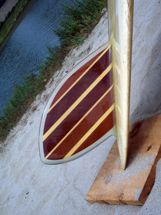1960s replica Hawaii Surfboards Sunset Beach balsa gun surfboard, crafted and autographed by Dick Brewer in 1980. Estimate: $4,500-$6,500. Waverider Auctions image.