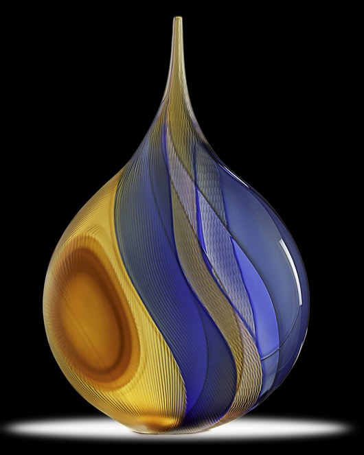 Serious collectors seek out Tagliapietra’s most important handcrafted glass designs. This exceptional battuto vase, signed and dated 2004, brought $31,000 last October at Rago (est. $7,500-$9,500). 
