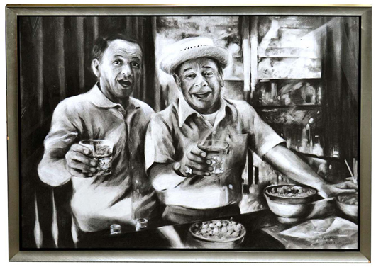 Beata, 'Frank Sinatra & Joe E. Lewis,' charcoal. Roland Auction image.
