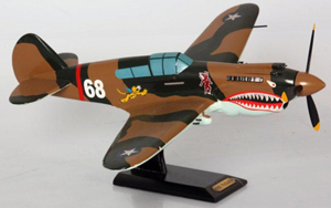 Model-airplane depiction of a P40 Warhawk, 19-inch wingspan, carved wood with decals and painted embellishments. To be auctioned by Fontaine's Auction Gallery on Aug. 25, 2012. Image courtesy of LiveAuctioneers.com and Fontaine's Auction Gallery.