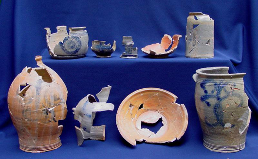  An assemblage of pottery made by American colonist James Rhodes, 1774-1784, from an exhibition that will run from Sept. 14, 2012 through Jan. 13, 2013 at Ellarslie, the Trenton (N.J.) City Museum. Image courtesy of the Trenton Museum Society.