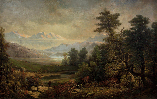 This framed oil on board, 'View of the White Mountains, New Hampshire,' by Paul Ritter (German/American, 1829-1907) sold for $4,740. Image courtesy of Clars.