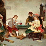 Tito Conti (Italian 1842-1924), 'The Card Players, 1879, est. $2,000-$4,000. Michaan's image.
