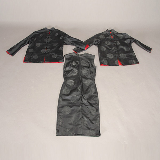 Three modern Chinese black silk garments, est. $300-$500. Michaan's image.