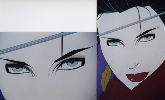 Stylized acrylic on canvas rendering of Joanna Cassidy herself, by noted artist Patrick Nagel.