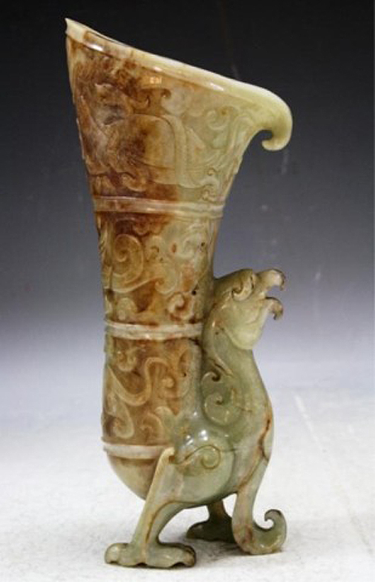 Chinese jade vessel. Showplace Antique + Design Center image.
