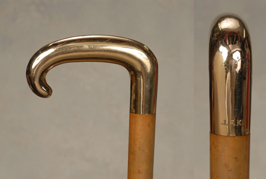 Superb 18k gold Tiffany cane with a John Fitzgerald Kennedy history. Tradewinds Antiques image.