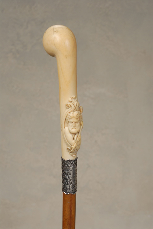 Ivory cane of Moses and his staff. Tradewinds Antiques image.